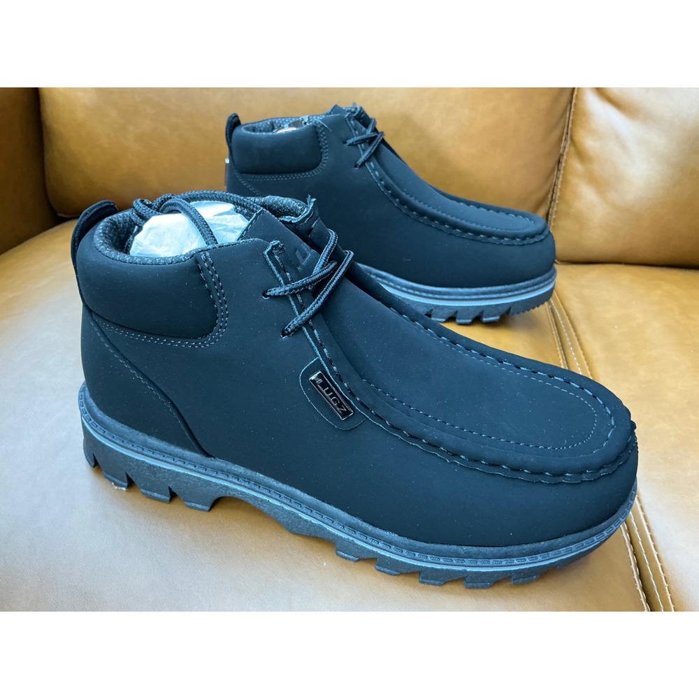 Lugz Fringe Wide Boots Mens 8W Black New Moc Toe Chukka